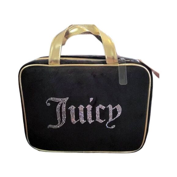 NWT~JUICY COUTURE Black & Gold Weekender~Cosmetic Travel Bag & Organizer - Picture 1 of 7